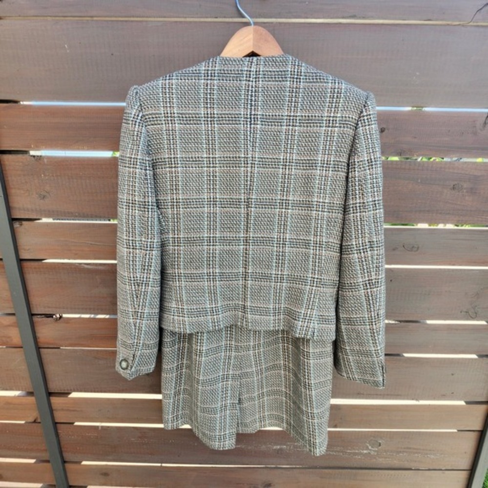 Vintage Evan Picone Wool Plaid Skirt Suit | Jacket & Skirt Sz 4/6 Dark Academia - Picture 4 of 16